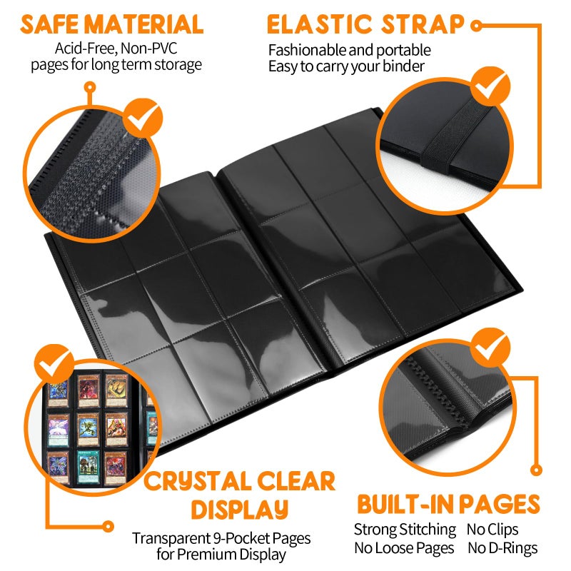 KIOEEE Card Binder 9 Pocket, PP Cover Trading Card Binder for 360 Cards, Sturdy Card Collection Album, Card Holder Folders for MTG, TCG, Game Cards & Sports Cards - Image 4